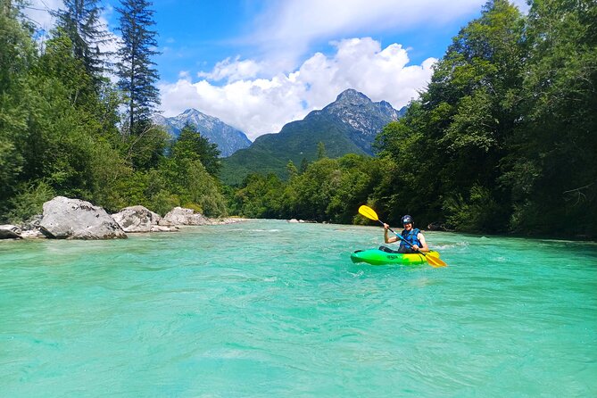 Explore Soča River on Sit on top Kayak with Free Photos - The 3-minute van transfer and the flow of a 6 km paddle