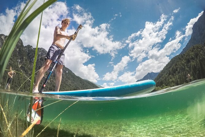 Half Day Stand-up Paddle Boarding (SUP) trip on Lake Predil - Your paddle route: beaches, springs, and an easy loop