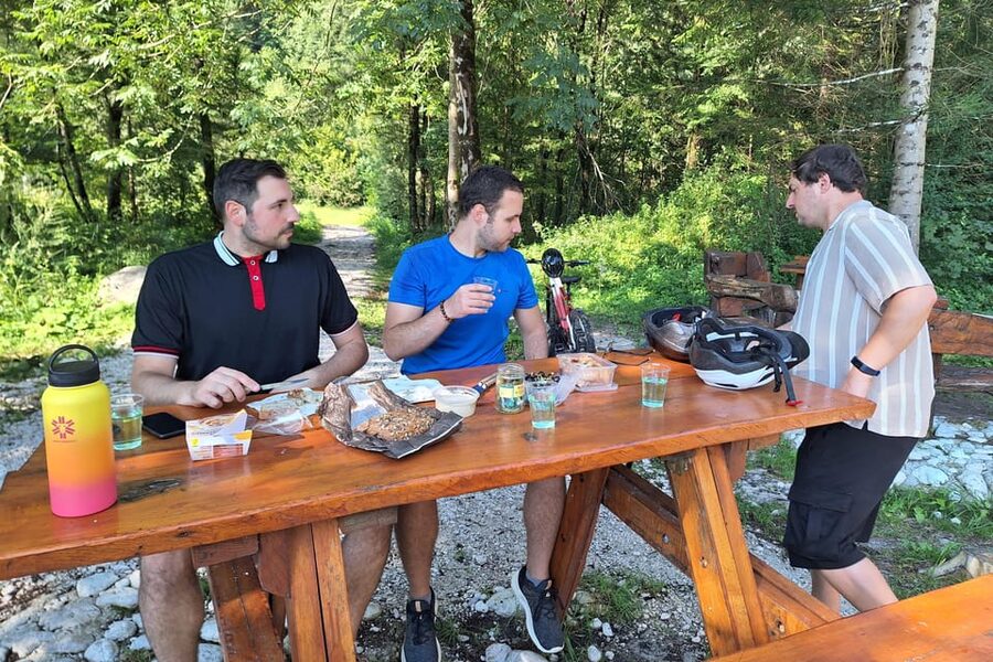 Private E-bike tour Soča valley: The ultimate explorer - A picnic stop with local food, the kind you actually remember