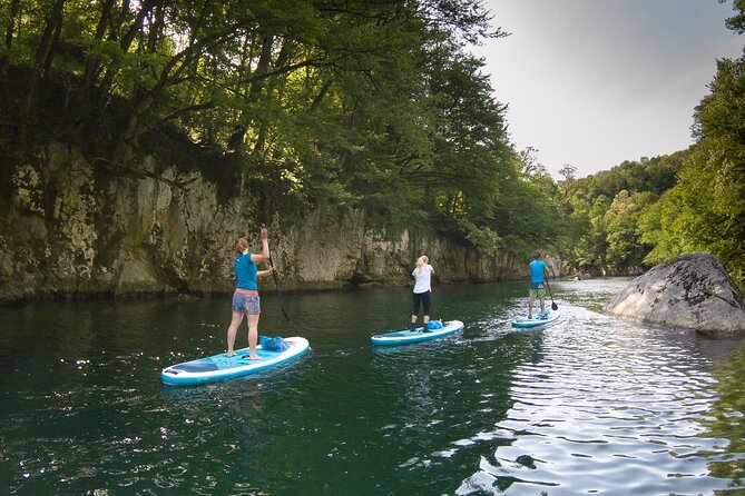 Private Half Day Stand-up Paddle Boarding on the Soča River - Starting in the Center of Bovec, With Coffee and Gear in Hand