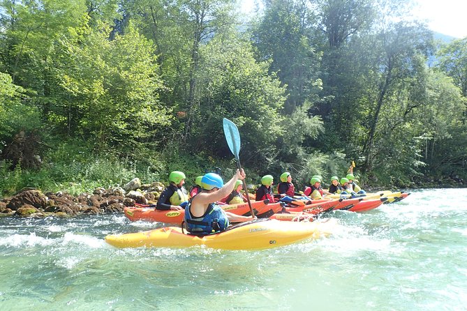 Sit on Top Kayak Trip - Stop 2 on the River Soca: how the coaching turns rapids into fun